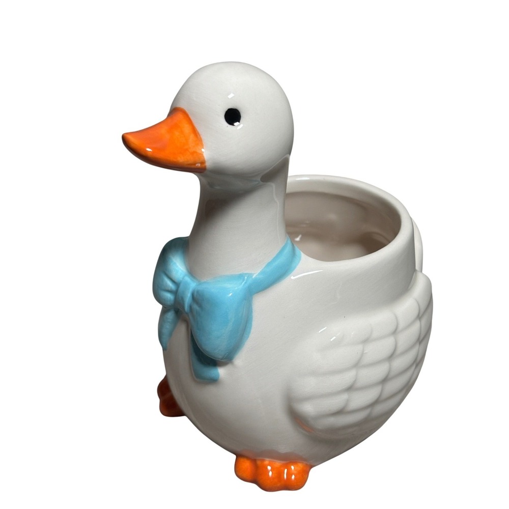 NEW Ceramic Goose Pencil Holder Cottagecore Makeup Brushes Country Farmhouse